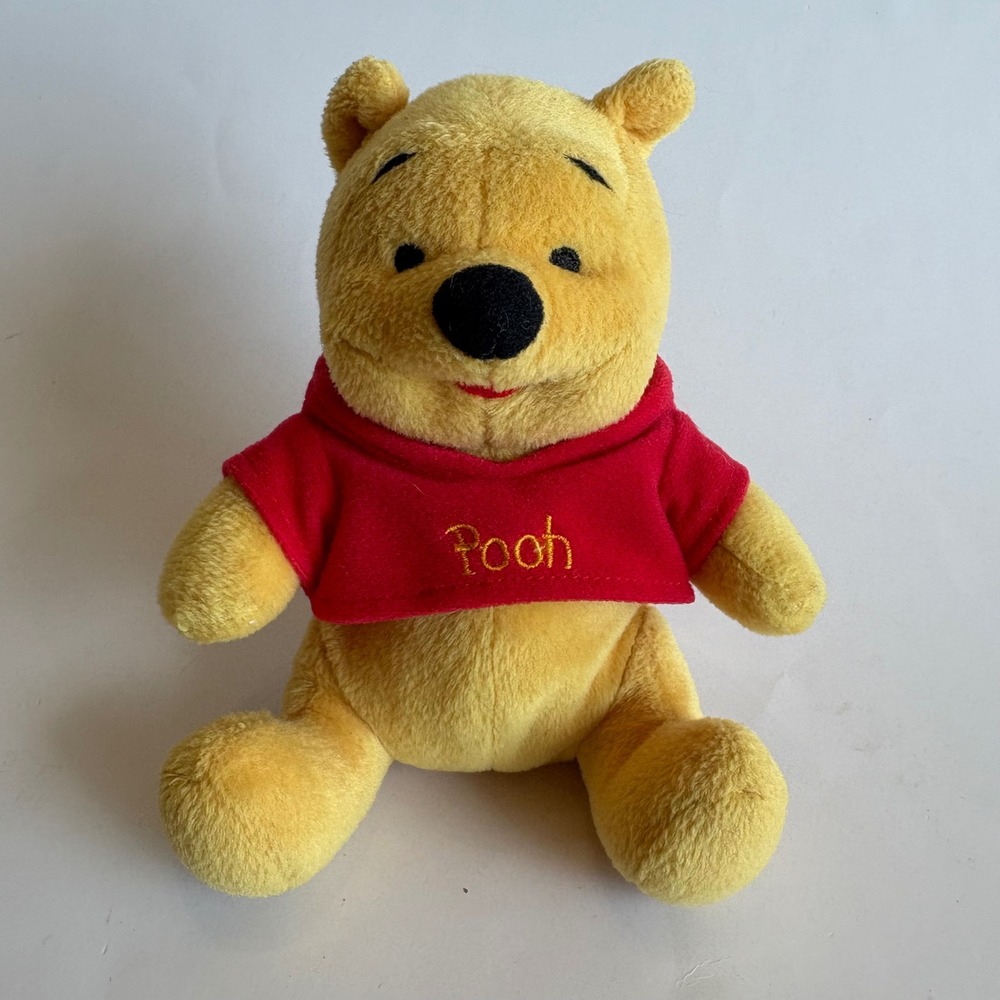 Disney Winnie the Pooh Plush Arcotoys Mattel Red Shirt Stuffed Animal Toy 7 inch